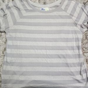 Gray and White Striped Shirt Stained Tie Dye